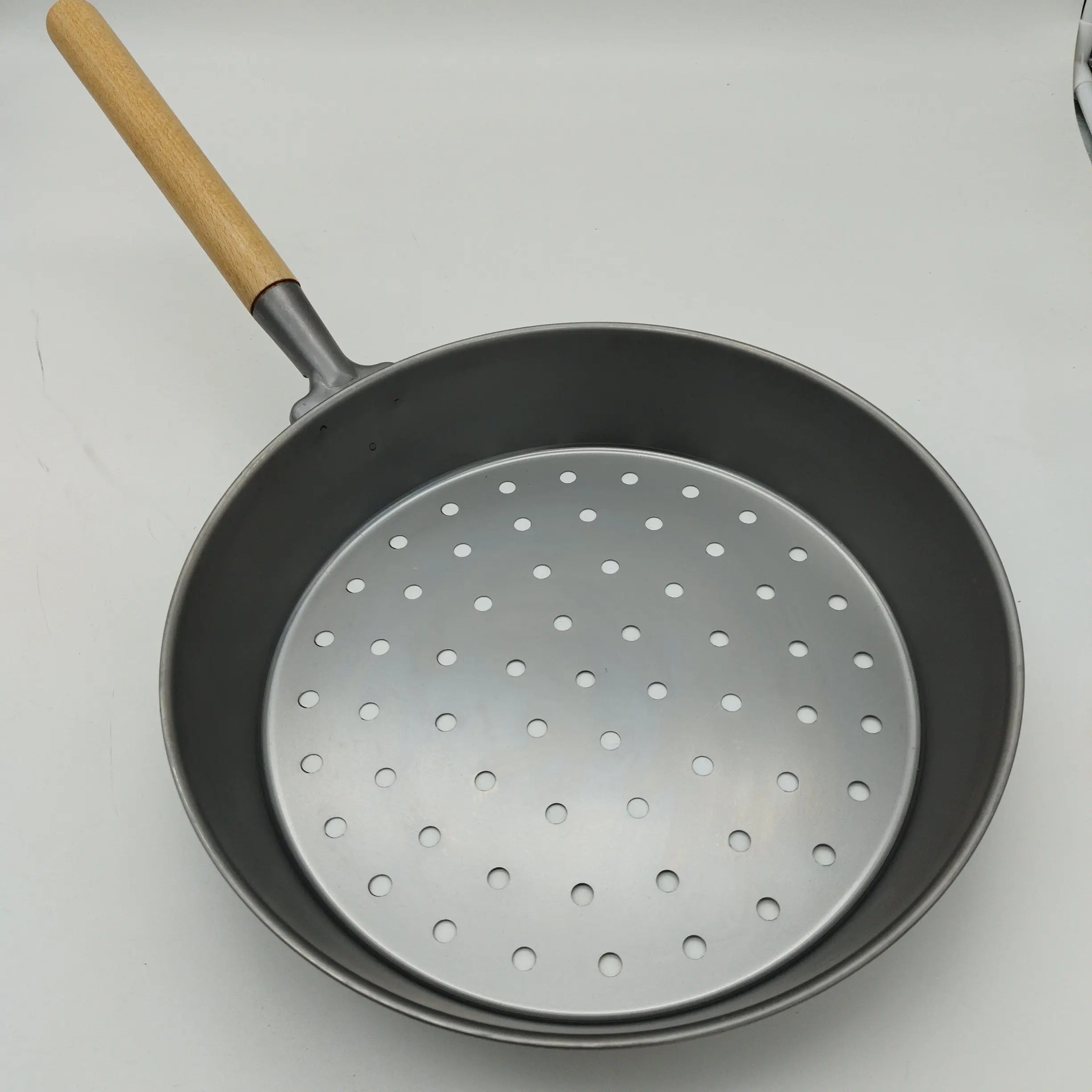 Padella castagne con fori manico legno Cm 30 INOX Fondo induzione Omra OMRA