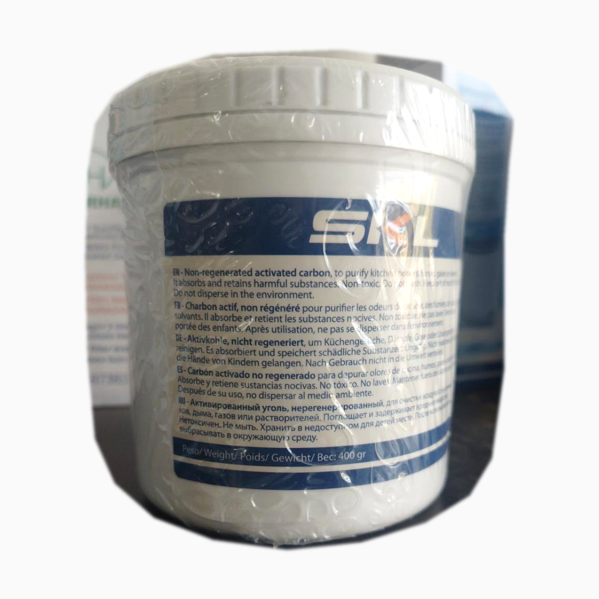 Carbone attivo puro SKL 400 g HOD050UN – etichetta posteriore