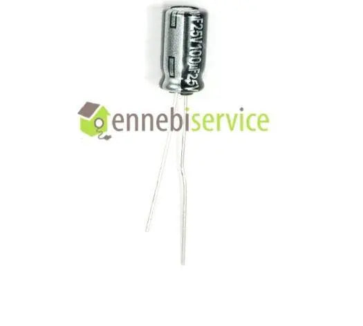 condensatore radiale 100uf-25v  ,3x11,2mm rm 2,5mm PANASONIC