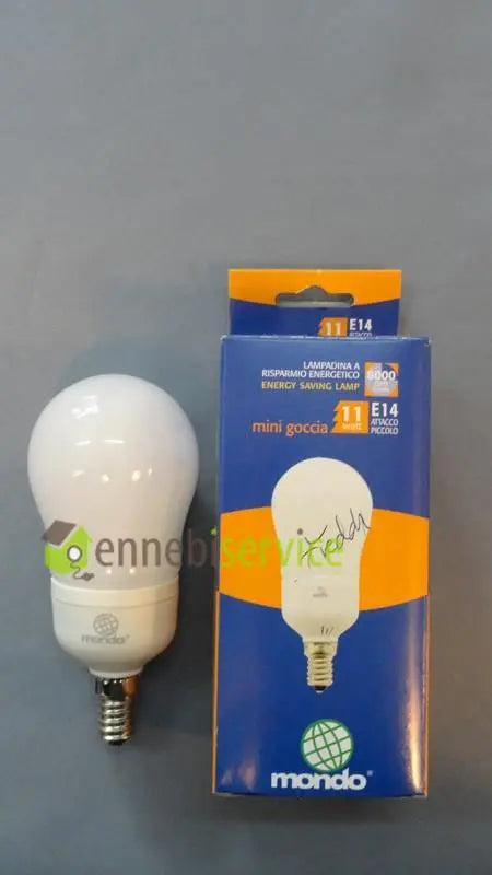 lampada risparmio mondo mini globo goccia luce fredda e14 11w MONDO