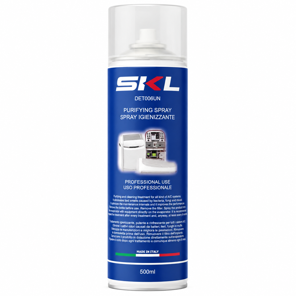 Spray igienizzante climatizzatori SKL DET006UN 500 ml – vista frontale