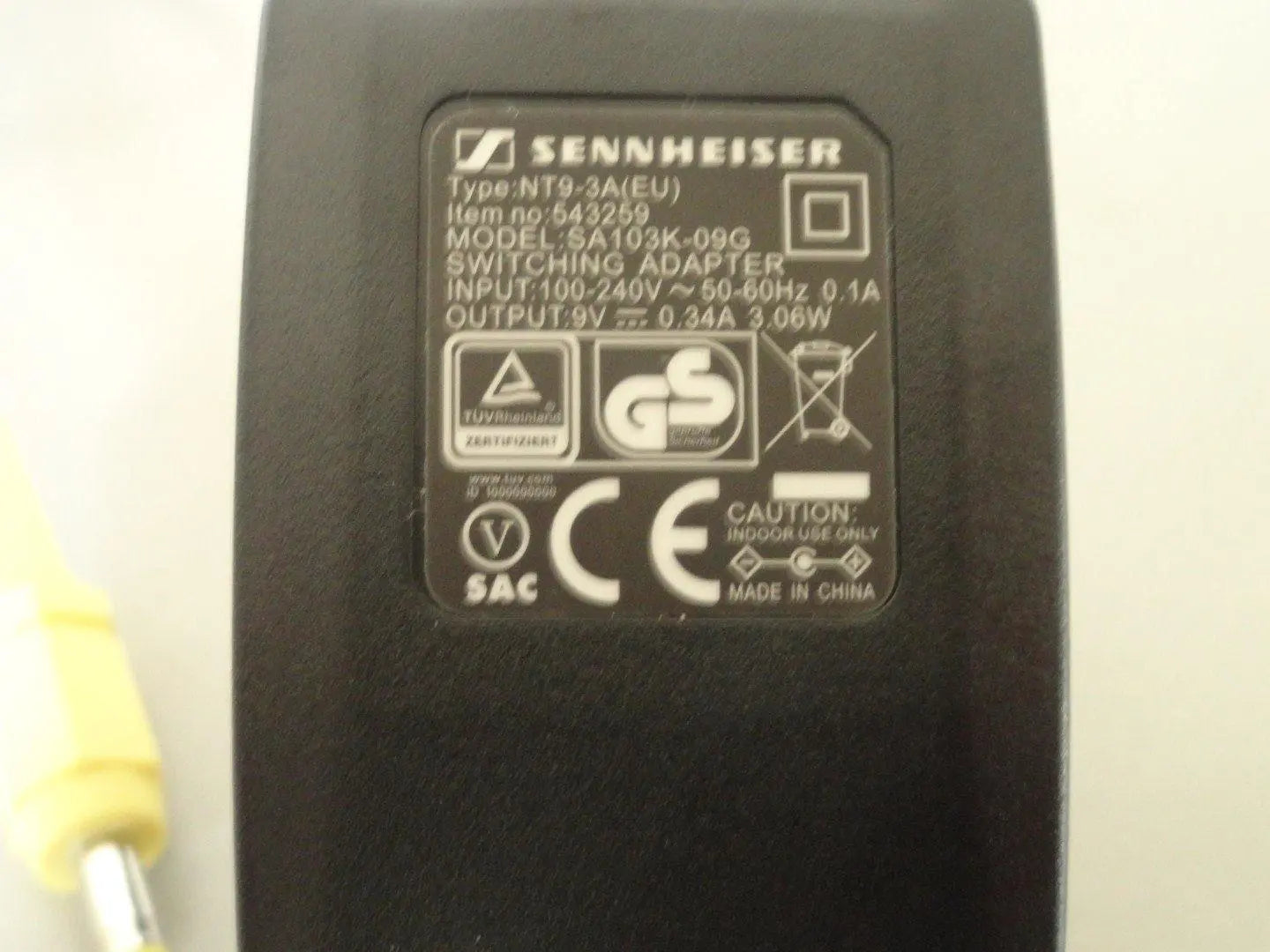 Alimentatore dc 9v 200mah per cuffie Sennheiser SENNHEISER