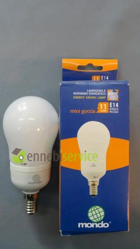 lampada risparmio mondo mini globo goccia luce calda e14 11w MONDO